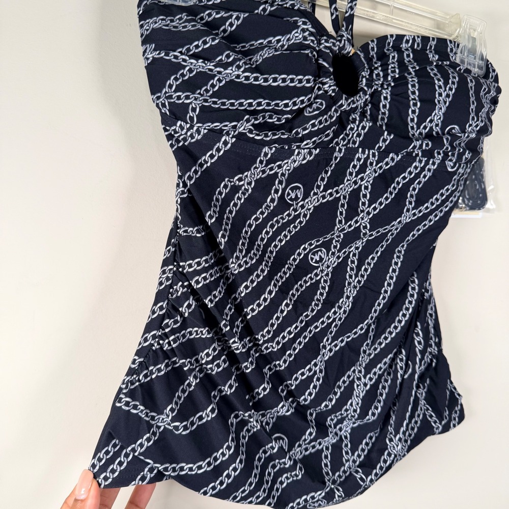 Michael Kors Swim Black Chain Link Tankini 2-piece XS Travel Resort Modest NWT - Picture 7 of 8